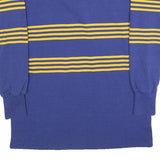 TASMAN Mens Blue & Yellow Long Sleeve Striped M Cotton Blend Rugby Style Polo