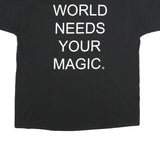 CHAMPION Mens Black Cotton Graphic T-Shirt 2XL Short Sleeve Crew Neck Magic