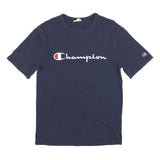 CHAMPION Mens Navy Blue Graphic T-Shirt M Short Sleeve Crew Neck Premium Cotton