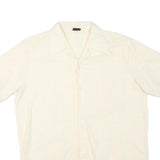 WEEKS END Mens Cream Shirt M Cotton Blend Short Sleeve Casual Summer