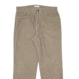 CALVIN KLEIN Mens Relaxed Beige Cotton Blend Trousers W36 L32 Casual Zip Closure