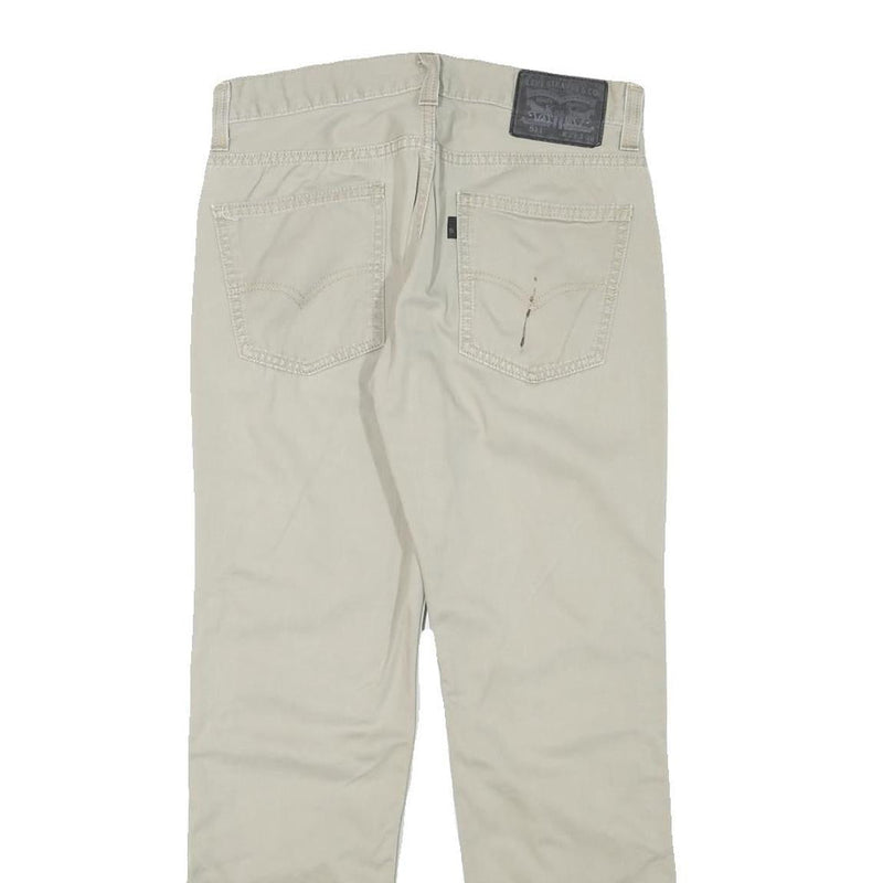 LEVI'S Mens Cotton Blend Beige Slim Straight Trousers W29 L28 Casual Zip
