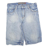 MANGUUN Mens Denim Light Blue Casual Shorts L W36 Cotton Blend Relaxed Fit