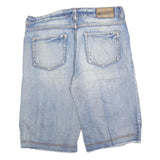 MANGUUN Mens Denim Light Blue Casual Shorts L W36 Cotton Blend Relaxed Fit