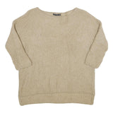 ZARA Womens Beige Wool Blend Plain Crew Neck Chunky Knit Jumper M Comfortable