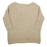 ZARA Womens Beige Wool Blend Plain Crew Neck Chunky Knit Jumper M Comfortable