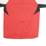 PROTECTION Mens Red & White Modern T-Shirt L Short Sleeve Zip Neck Athletic Bike