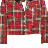 POSITIVE ATTITUDE Womens Red & Black Tartan Pattern Button Jacket UK 12 Acrylic