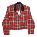 POSITIVE ATTITUDE Womens Red & Black Tartan Pattern Button Jacket UK 12 Acrylic