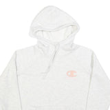 CHAMPION Womens White & Pink Logo Pullover Hoodie S Casual Sporty Sweatshirt