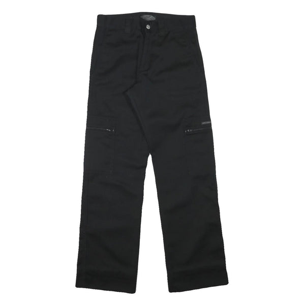 DRIVER Womens Black Regular Fit Straight Leg Trousers W27 L30 Zip Polyester