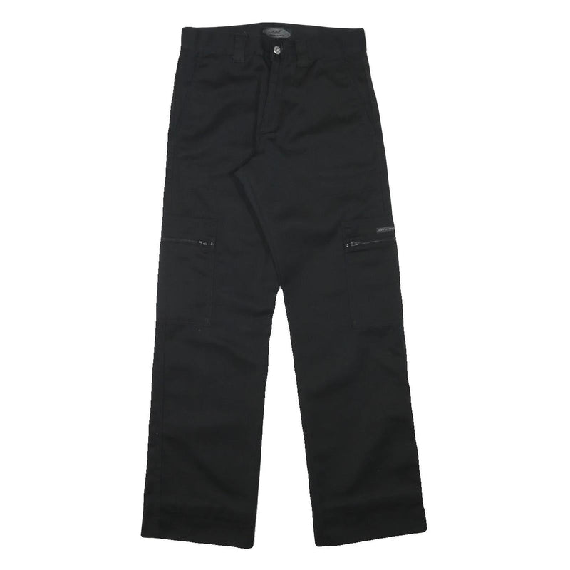 DRIVER Womens Black Regular Fit Straight Leg Trousers W27 L30 Zip Polyester