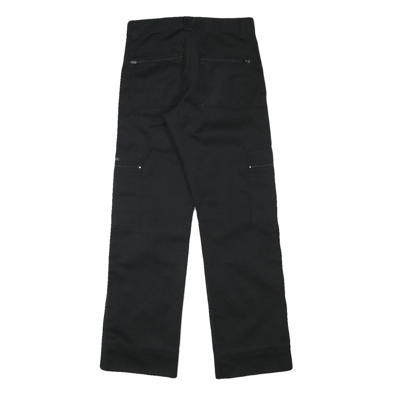 DRIVER Womens Black Regular Fit Straight Leg Trousers W27 L30 Zip Polyester