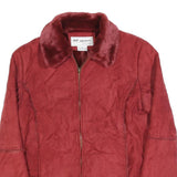 REP SPORT Womens Red Suede Zip Up Jacket M Suede Plain Stylish Casual Outerwear