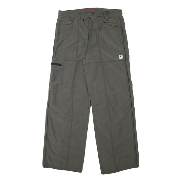 TRAILER Mens Polyester Blend Relaxed Grey Trousers W34 L32 Functional Zip