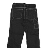 Black Womens Regular Fit Straight Cotton Jeans W32 L31 Contrast Stitching Button