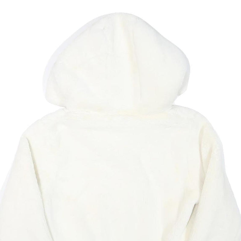 KIZELL Girls White Faux Fur Zip Hooded Jacket S Polyester Blend Cute Ear Detail