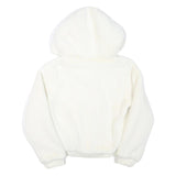 KIZELL Girls White Faux Fur Zip Hooded Jacket S Polyester Blend Cute Ear Detail