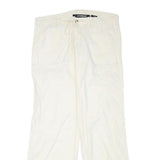 NORMAN KAMALI Womens Cotton Blend Cream Regular Straight Trousers W36 L34 Zip