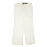 NORMAN KAMALI Womens Cotton Blend Cream Regular Straight Trousers W36 L34 Zip
