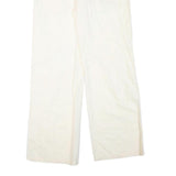 NORMAN KAMALI Womens Cotton Blend Cream Regular Straight Trousers W36 L34 Zip