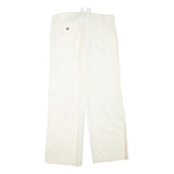 NORMAN KAMALI Womens Cotton Blend Cream Regular Straight Trousers W36 L34 Zip