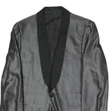 Mens Grey & Black Formal Button Jacket L Polyester Blend Shawl Collar Plain