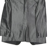 Mens Grey & Black Formal Button Jacket L Polyester Blend Shawl Collar Plain