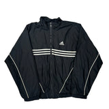 Adidas Striped Windbreaker - Small Black Polyester