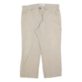 BLUE MOUNTAIN Mens Beige Cotton Blend Relaxed Straight Trousers W38 L27 Casual