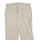BLUE MOUNTAIN Mens Beige Cotton Blend Relaxed Straight Trousers W38 L27 Casual