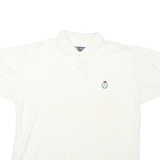 CHAPS Mens White Short Sleeve Plain M Cotton Blend Polo Shirt Classic Fit
