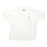 CHAPS Mens White Short Sleeve Plain M Cotton Blend Polo Shirt Classic Fit