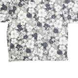 CLUB MED Mens Grey & White Floral Shirt L Cotton Hawaiian Casual Summer