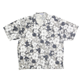 CLUB MED Mens Grey & White Floral Shirt L Cotton Hawaiian Casual Summer