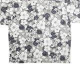 CLUB MED Mens Grey & White Floral Shirt L Cotton Hawaiian Casual Summer