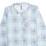 CHICOREE Womens Blue & White Check Shirt M Cotton Blend Button Long Sleeve