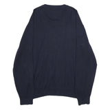 TOMMY HILFIGER Mens Navy Blue Plain V-Neck Basic Knit 2XL Jumper Cotton