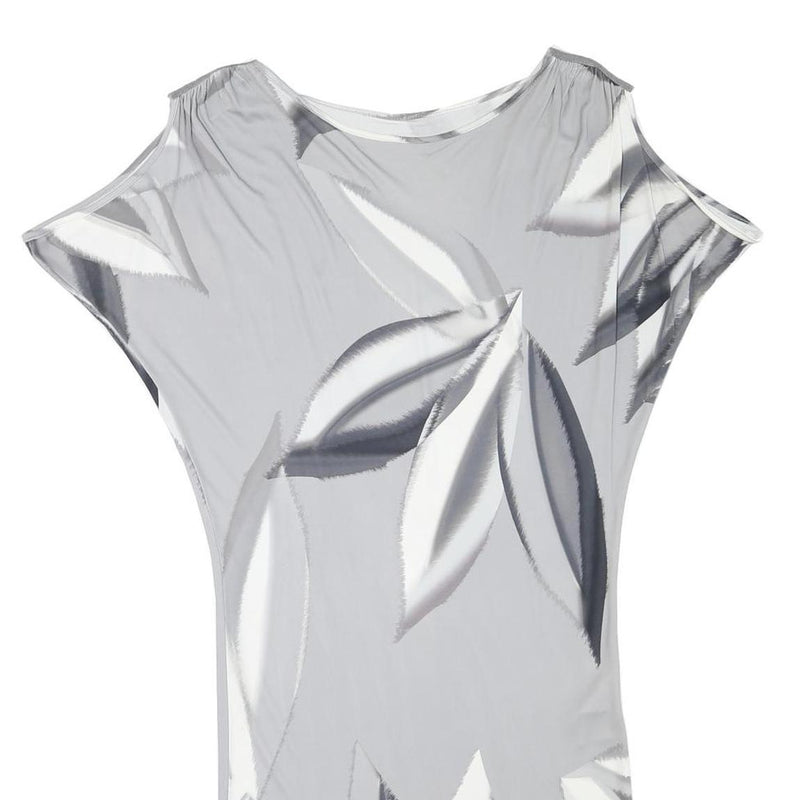 MARC CAIN Womens Grey & White Cold Shoulder Shift Dress Polyester Blend L