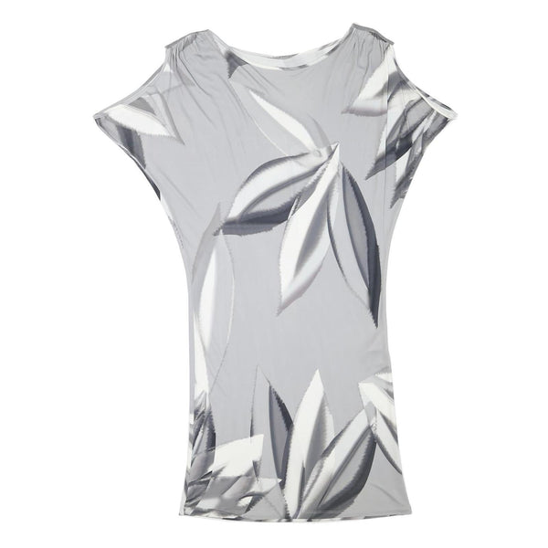 MARC CAIN Womens Grey & White Cold Shoulder Shift Dress Polyester Blend L