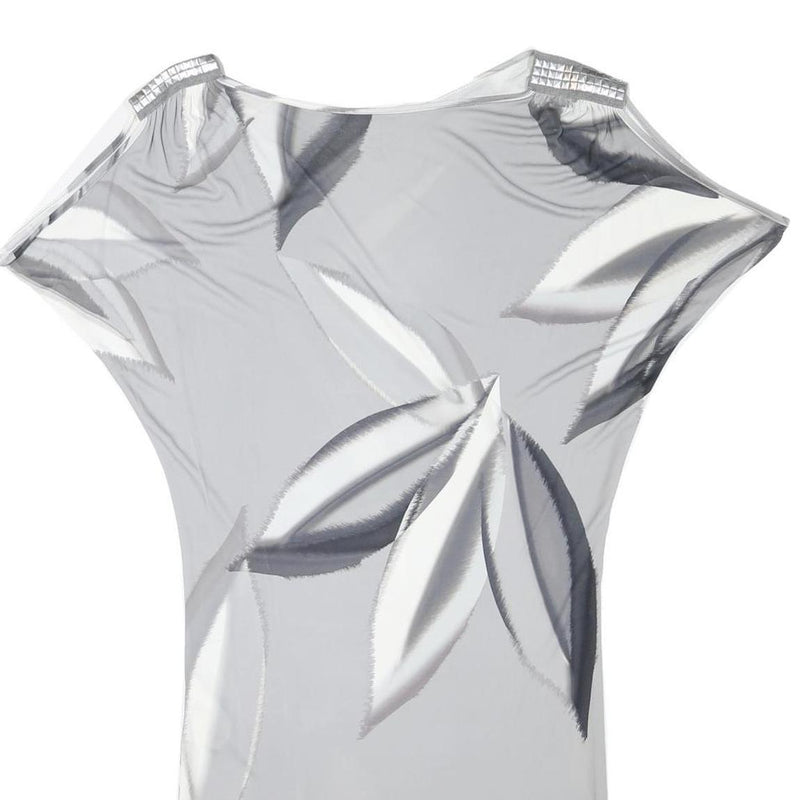 MARC CAIN Womens Grey & White Cold Shoulder Shift Dress Polyester Blend L