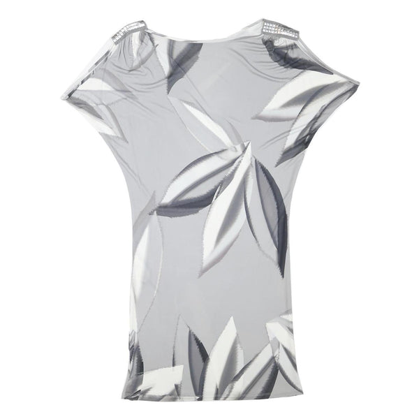 MARC CAIN Womens Grey & White Cold Shoulder Shift Dress Polyester Blend L