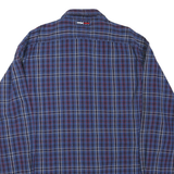 TOMMY JEANS Mens Blue & Red Check Shirt L Casual Cotton Long Sleeve