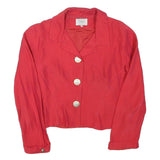 PARIS PREMIER Womens Red Button Jacket XS Linen Blend Plain Classic Cropped