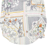 Womens White Printed Long Sleeve V-Neck Top M Patchwork Floral Zebra Design