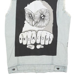 NNIM Mens Blue Denim Sleeveless Patchwork Cotton M Jacket Distressed