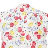 INES Womens White Red Yellow Blue Fruit Print Short Sleeve Shirt L Lightweight