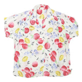 INES Womens White Red Yellow Blue Fruit Print Short Sleeve Shirt L Lightweight