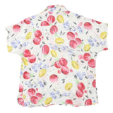 INES Womens White Red Yellow Blue Fruit Print Short Sleeve Shirt L Lightweight