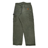 Paint Splattered Carhartt Double Knee Carpenter Trousers - 30W 31L Green Cotton